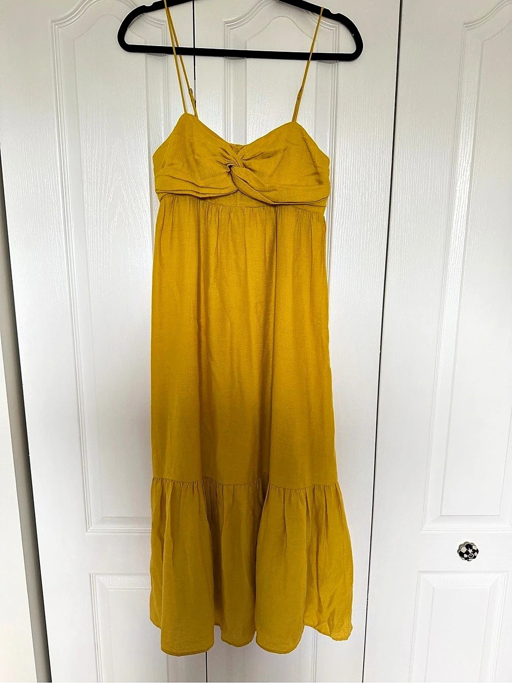 Joie Twist Front Midi Dress in Yellow